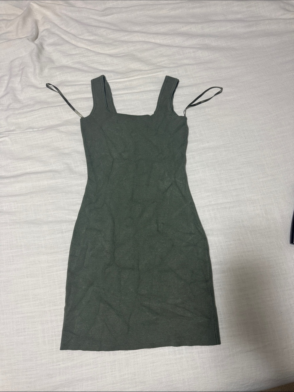 Abercrombie & Fitch Olive Square-Neck Ribbed Mini Dress